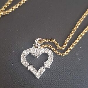 Juicy Couture Gold Tone Pave Rhinestone Heart Pendant Necklace URU4060 Boxed